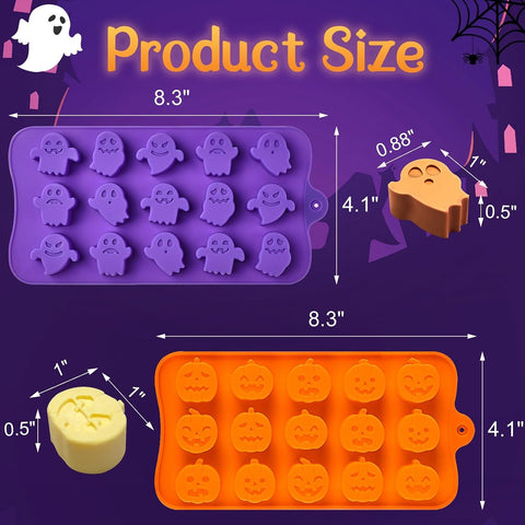 JOERSH Halloween Chocolate Silicone Molds, 60 Cavities, 4Pcs