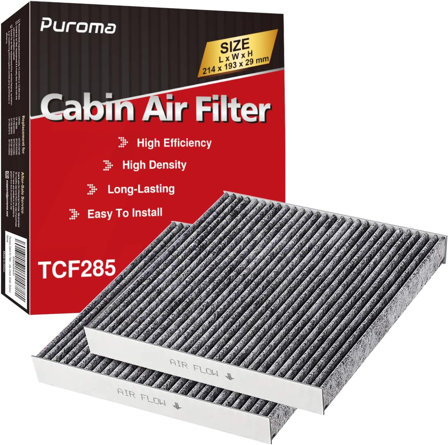 Puroma 2 Cabin Air Filter Activated Carbon for CP285 CF10285 Toyota Lexus