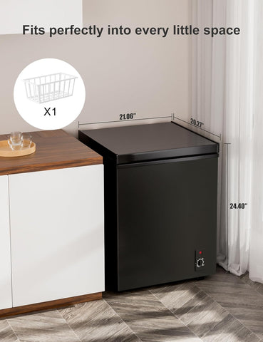 3.5 cu.ft Chest Freezer - Compact, Quiet Fast Freeze Deep Freezer - Black