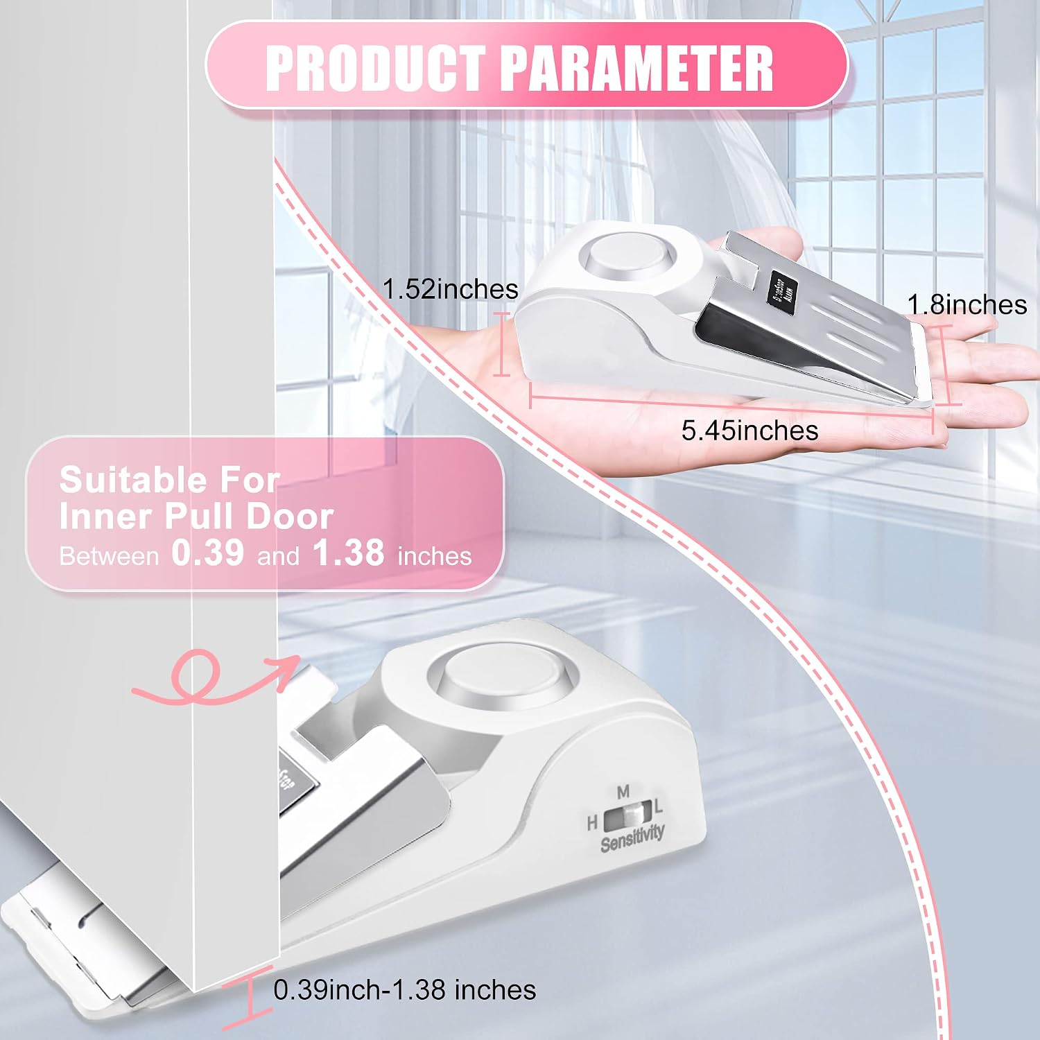 4 Pack Portable Door Lock, Hotel Travel Door Lock Security for Home, Pink