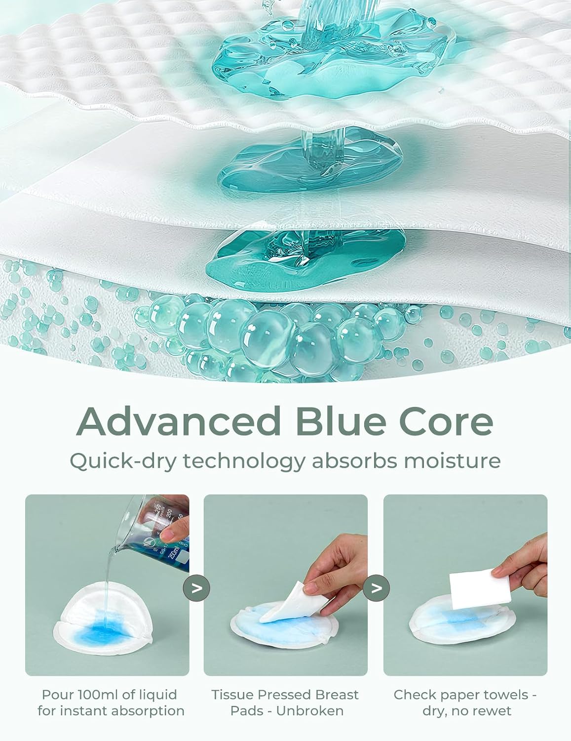 Momcozy Bamboo Disposable Nursing Pads, Blue Core Ultra-Absorbent, 80PCS