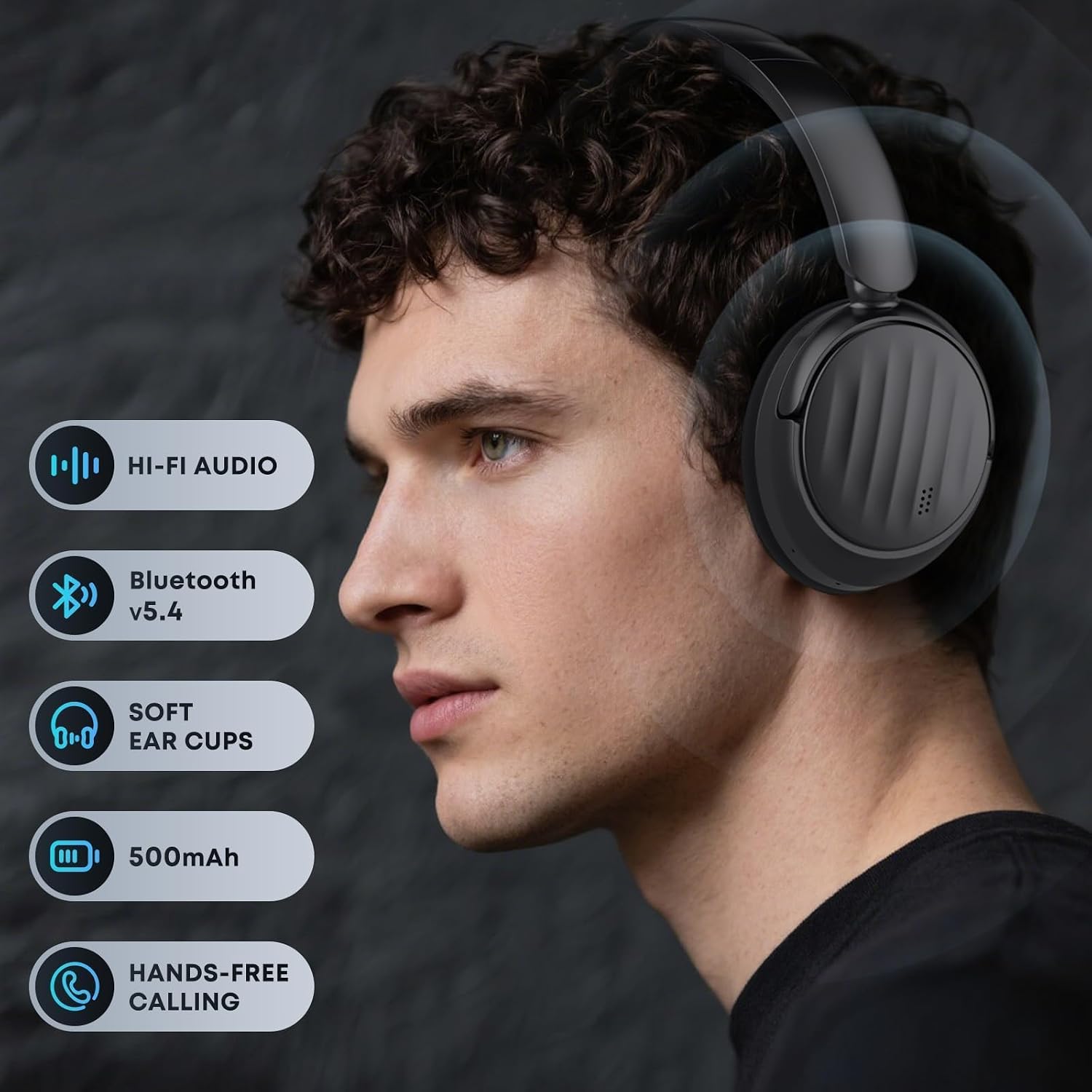 Bluetooth Headphones, Hybrid Active Noise Cancelling Over Ear Headphones