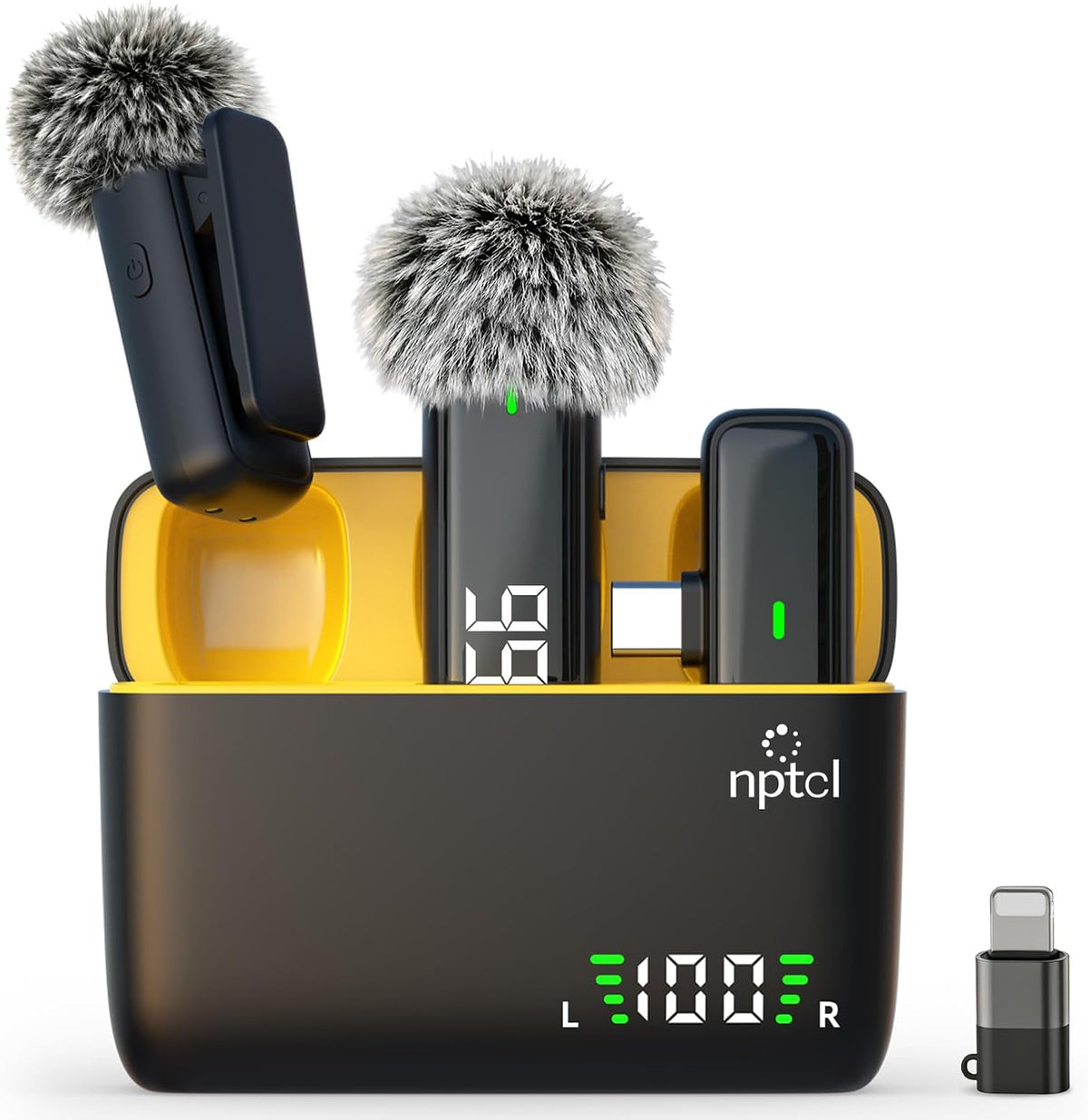 NPTCL Wireless Lavalier Microphone for iPhone iPad Android, Mini USB C Mic