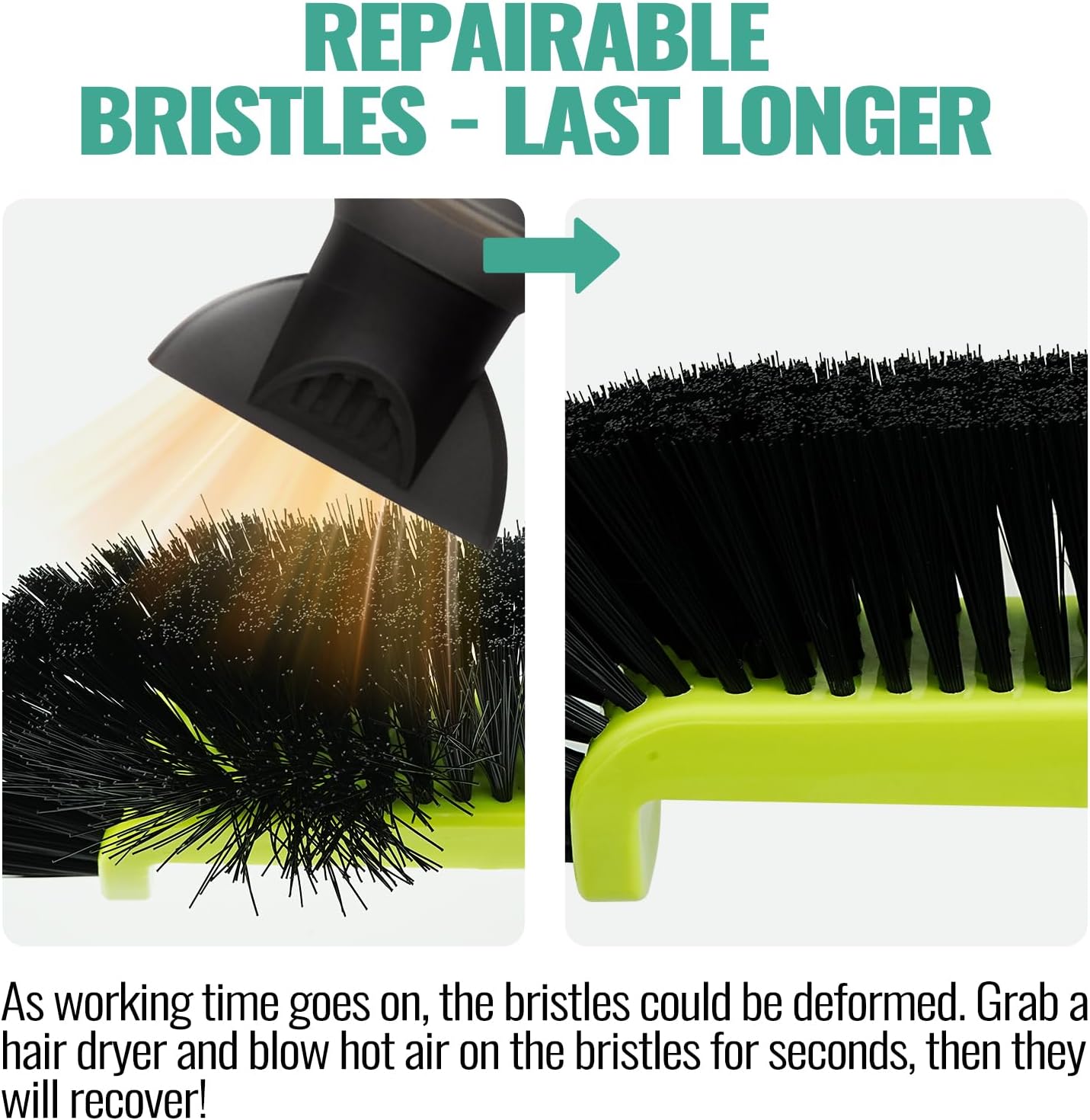 18" Pool Brush Head - Scrub Brushes, Curved Ends, Green & Black