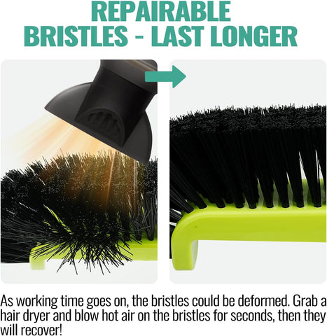 18" Pool Brush Head - Scrub Brushes, Curved Ends, Green & Black