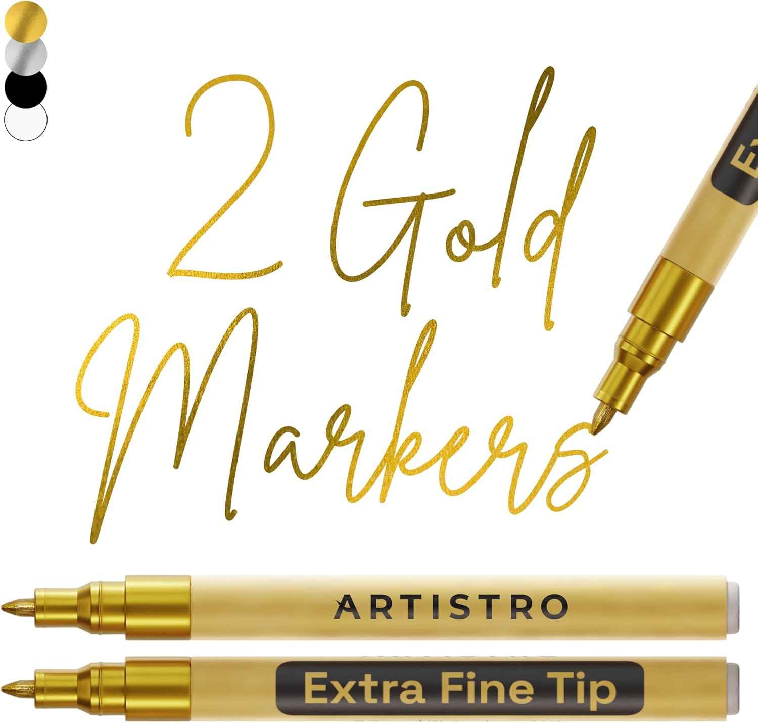 ARTISTRO Gold Acrylic Paint Markers - 0.7mm Extra Fine-Tip - Set of 2
