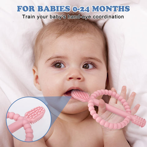 MISSLILI Baby Teething Toys with Easy-Hold Handle, Infant Toothbrush
