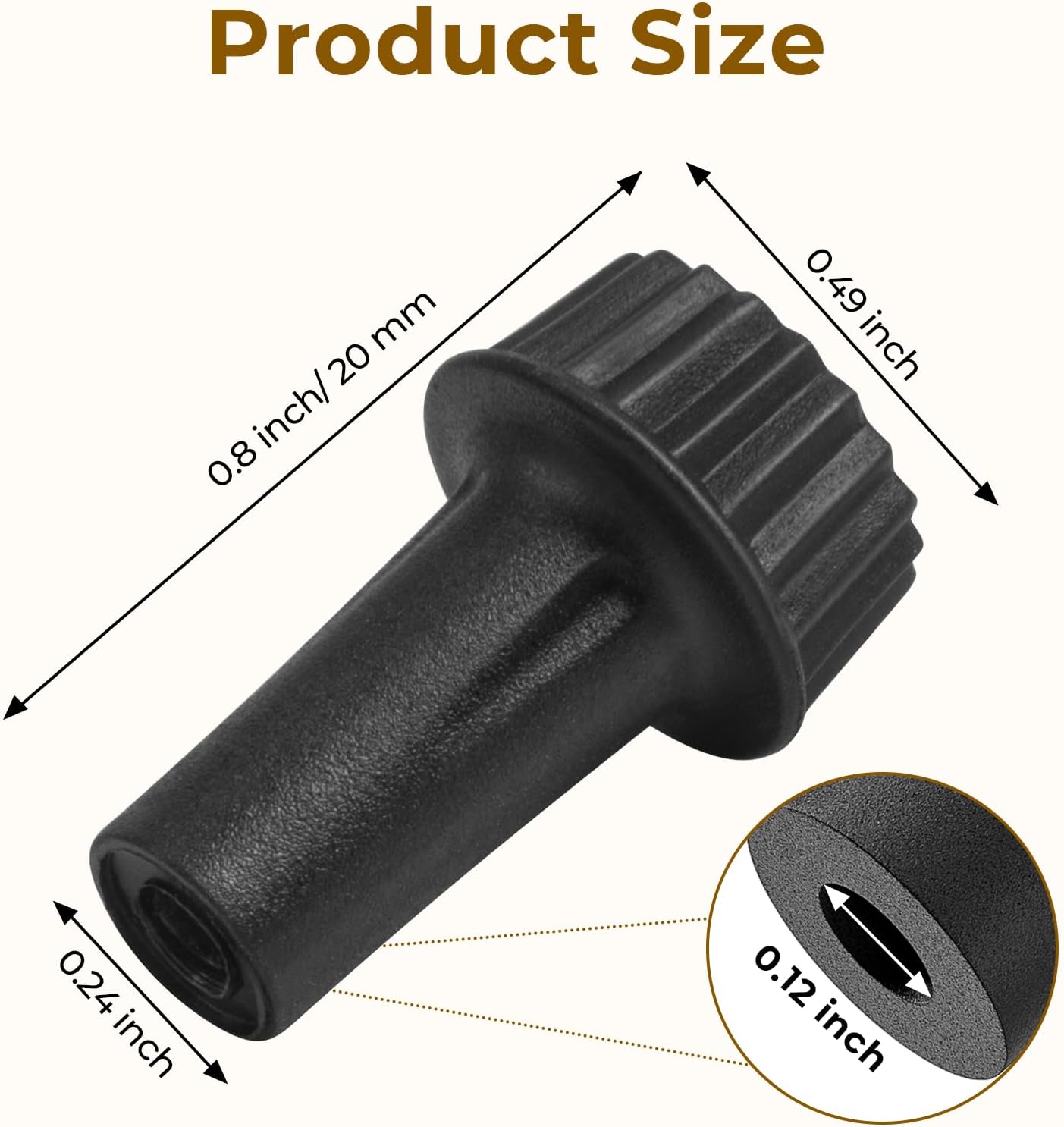 DiCUNO Light Lamp Turn On/Off Switch Knobs Replacement, Black, 20mm, 4-Pack