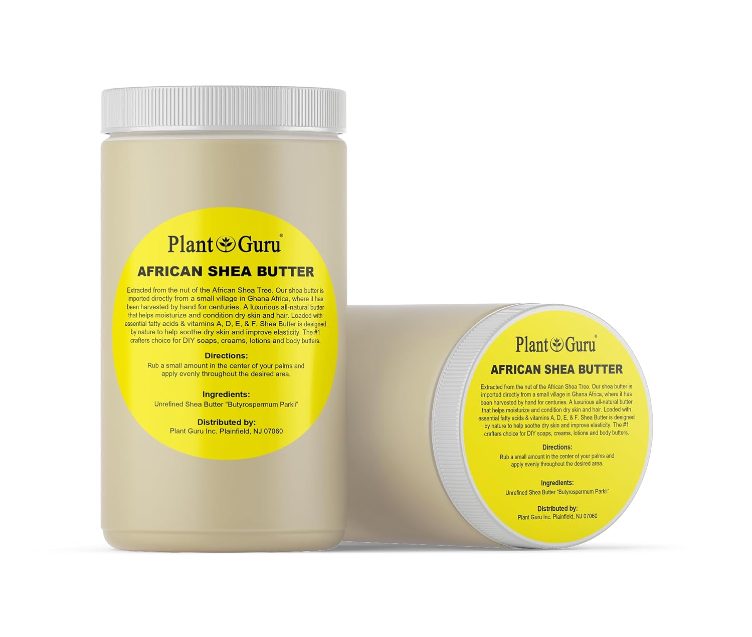 Plant Guru Raw African Shea Butter 32 oz. / 2 lbs. Jar Bulk 100% Pure Natural Unrefined IVORY - Ideal Moisturizer For Dry Skin, Body, Face And Hair Growth. Great For DIY Soap and Lip balm Making.