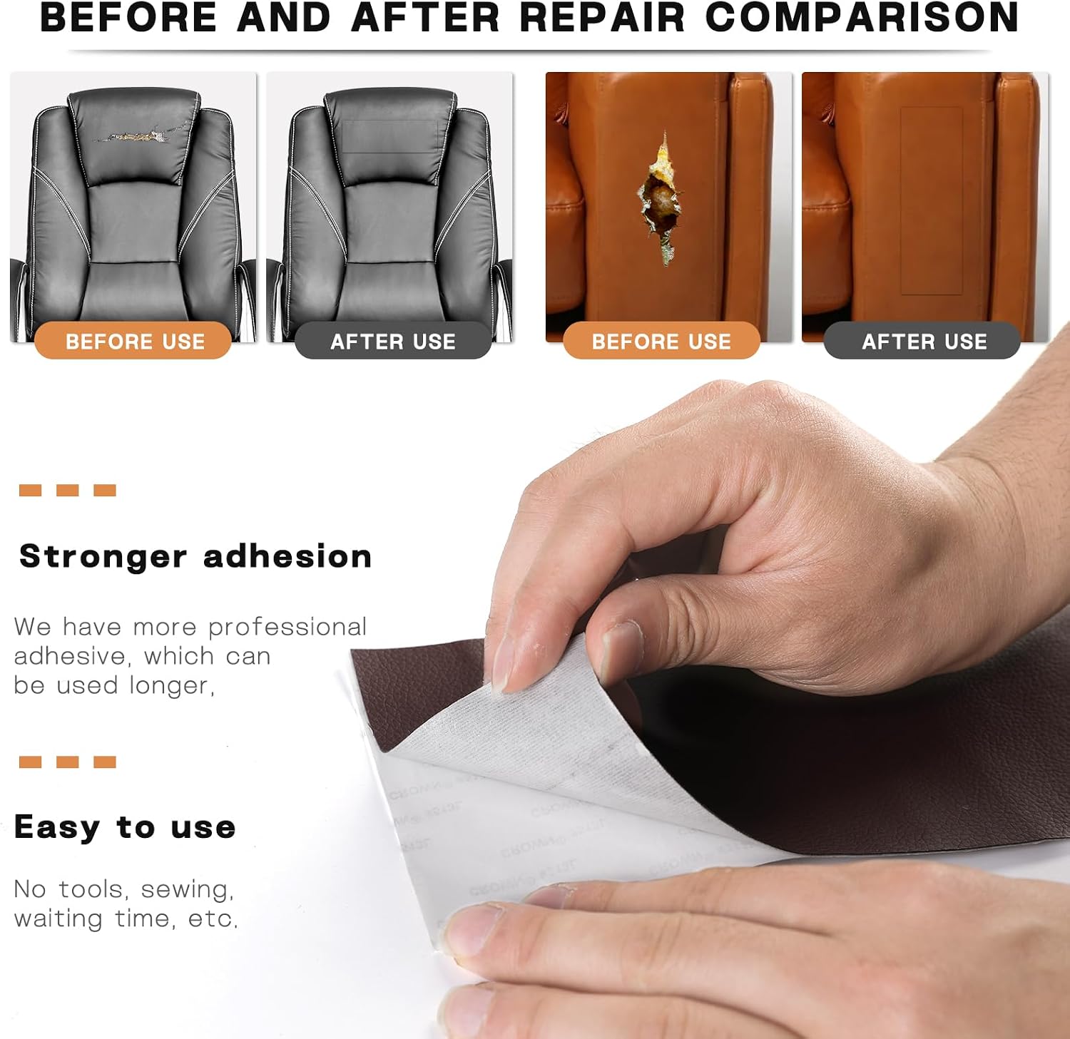 Leather Repair Patch, Leather Repair Tape for Furniture Dark Gray