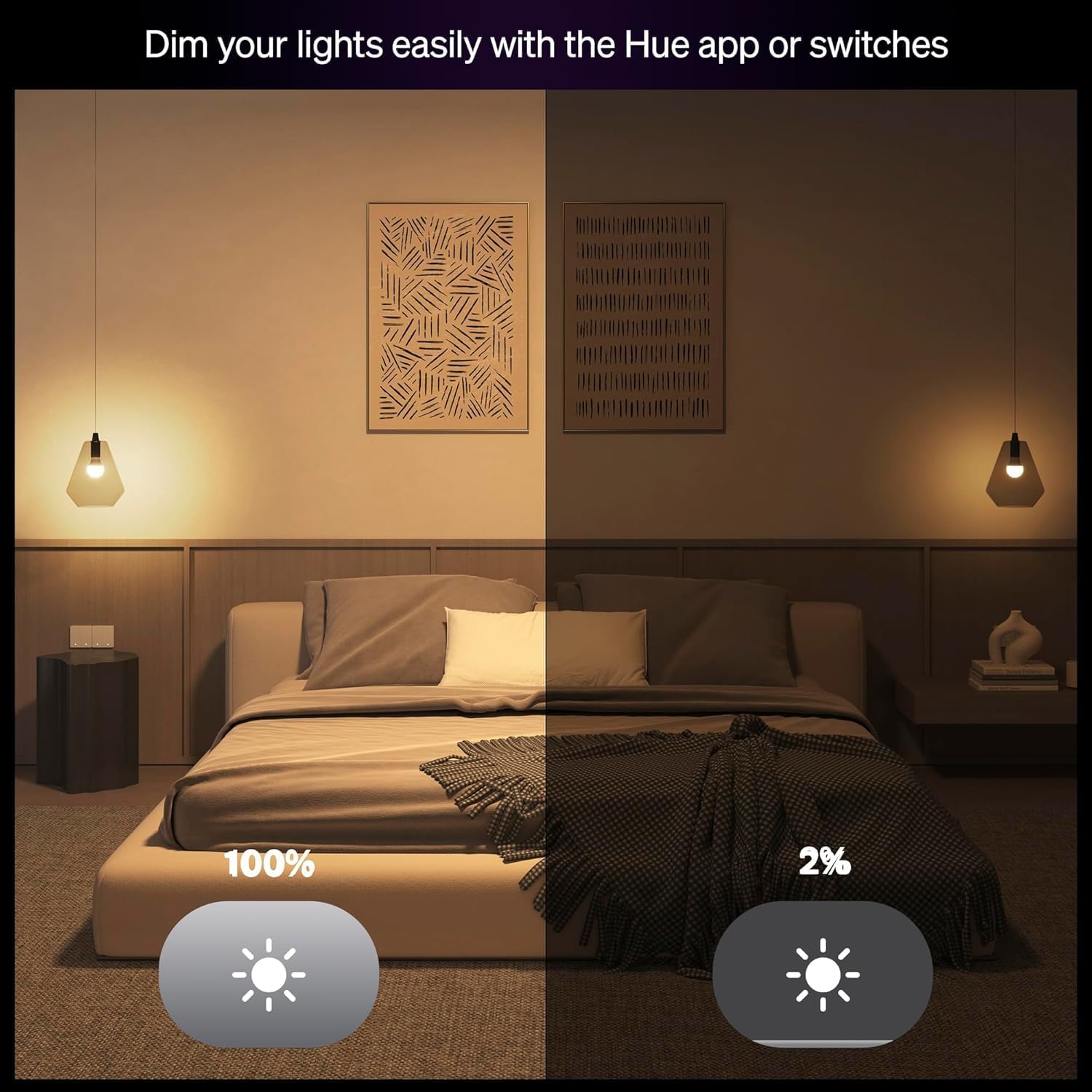 PHILIPS Hue Essential Starter Kit: Hue Bridge, 2 Essential E26 Smart Bulbs, White & Color Ambiance, 2200K-6500K, Dimmable LED Bulbs, Works with Alexa, Google Assistant, Samsung SmartThings, Apple Home
