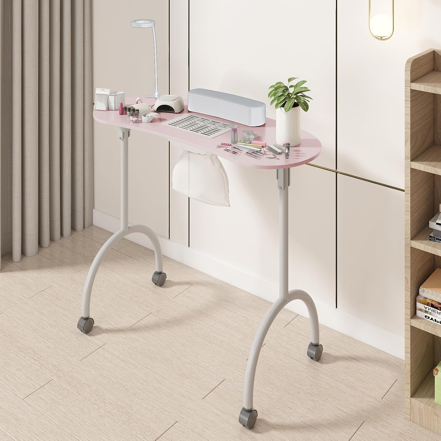 TABU Portable & Foldable Manicure Nail Table, Pink