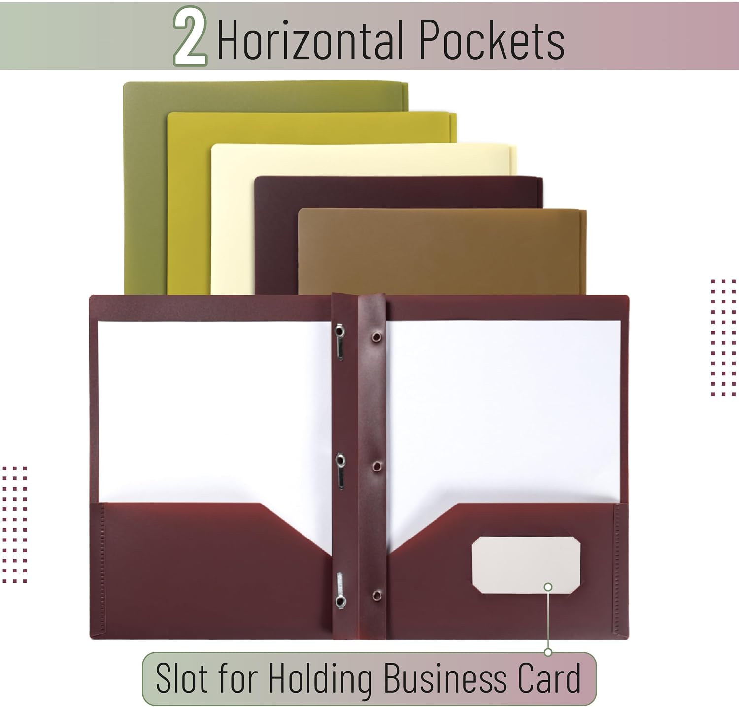 Mr. Pen- Plastic Folders with Pockets and Prongs, 5 Pack, Letter Size