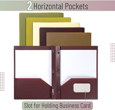 Mr. Pen- Plastic Folders with Pockets and Prongs, 5 Pack, Letter Size