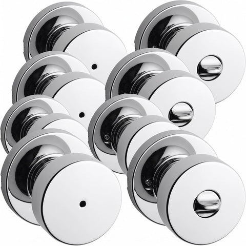 Kwikset Pismo Interior Privacy Door Knob with Lock, Door Handle for Bathroom and Bedroom, Polished Chrome Keyless Turn Lock Doorknob (Pack of 4)