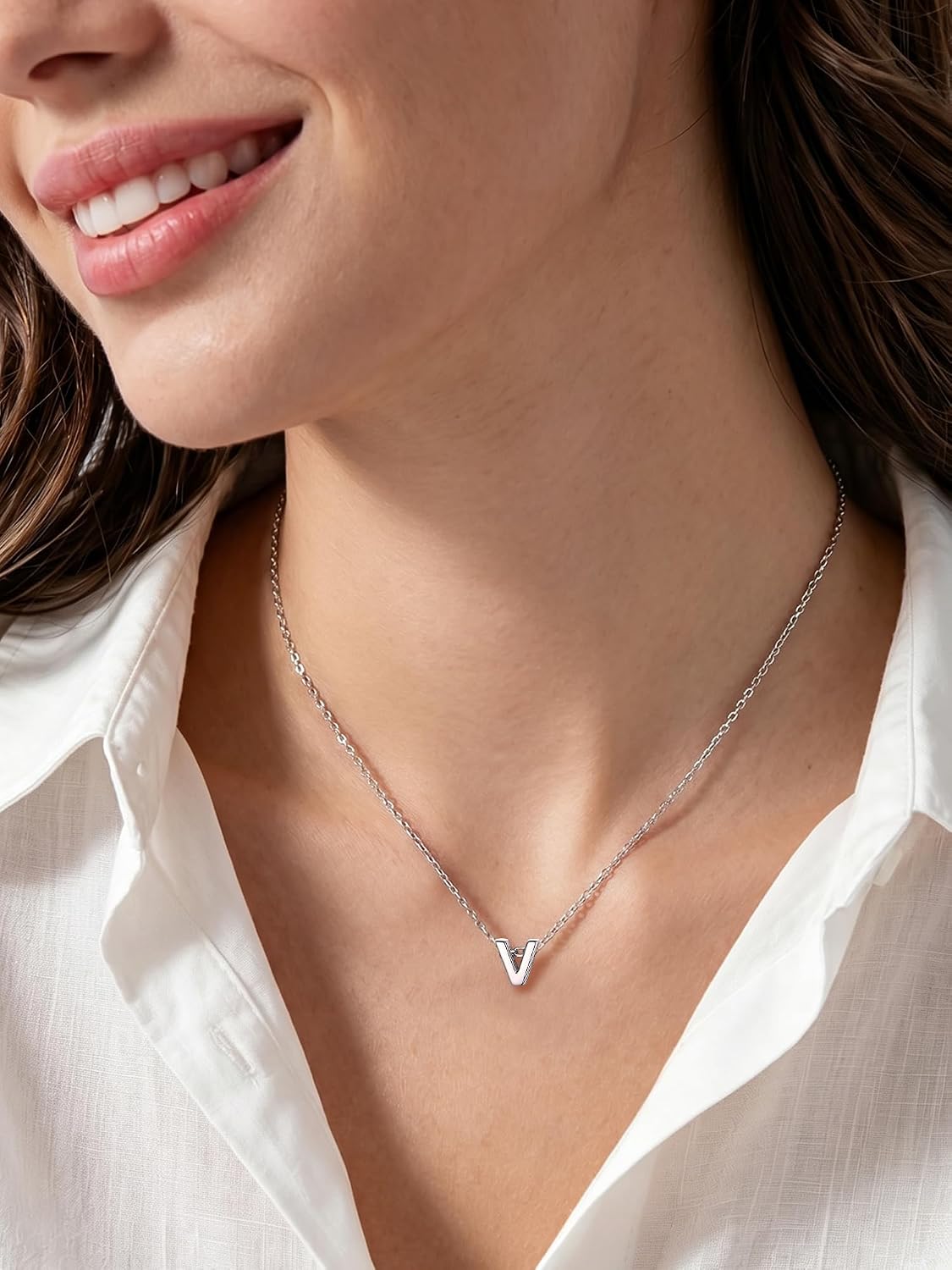 ChicSilver 925 Sterling Silver Initial Necklace for Women Dainty Letter Jewelry Personalized Gift