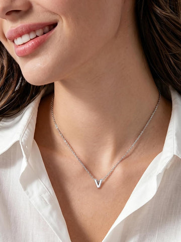 ChicSilver 925 Sterling Silver Initial Necklace for Women Dainty Letter Jewelry Personalized Gift
