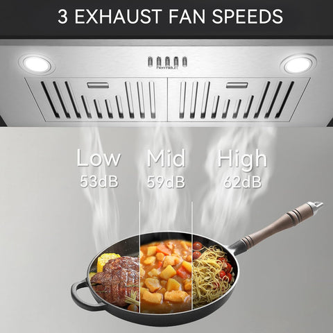 Hermitlux 30″ Built in/Insert Range Hood, 600 CFM Stainless Steel Vent Hood