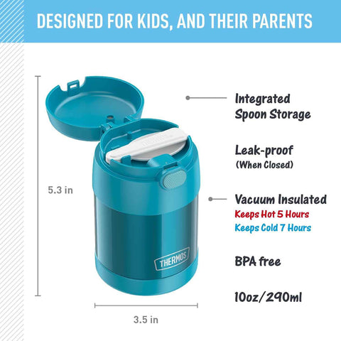 THERMOS FUNTAINER Kids Food Jar with Spoon, 10oz, Teal