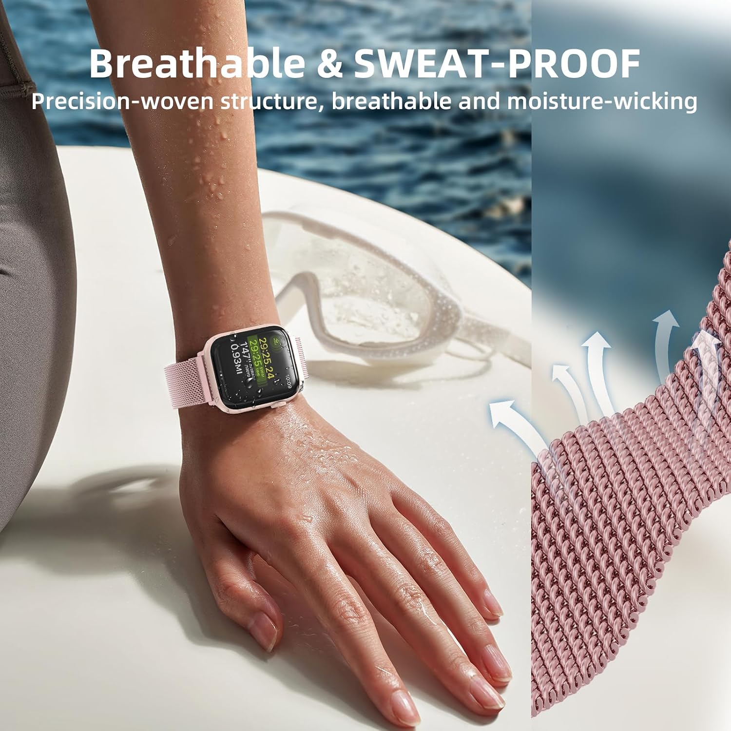 Original Stainless Steel Mesh Loop Compatible with Apple Watch Bands Women