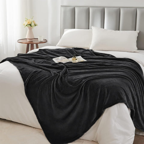 BEDELITE Fleece Blanket Soft Plush King Size Bed Blanket Black 108"x90"