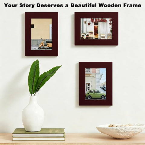 RPJC 3.5x5 Solid Wood Picture Frame with Real Glass Cover Dark Brown