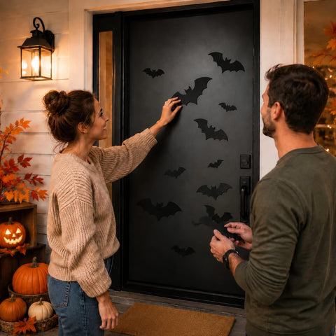 Coume 24 Pack Halloween Bat Magnets for Garage Door, 4 Sizes, Black PVC