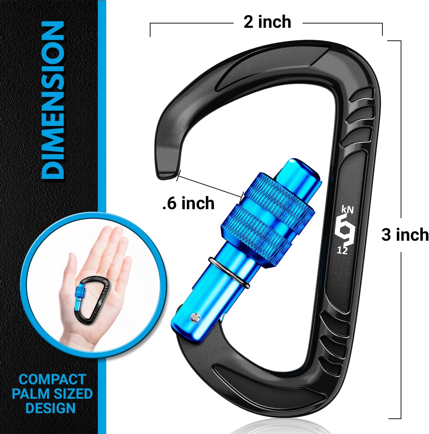 Rhino Produxs 12kN (2697 lbs) Heavy Duty Carabiner Clips