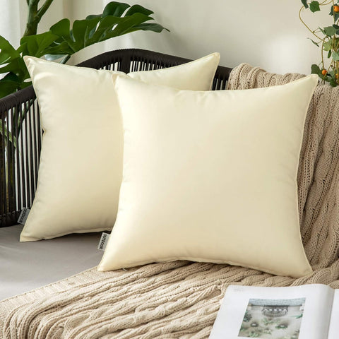 MIULEE Decorative Outdoor Waterproof Pillow Covers 20x20 Beige