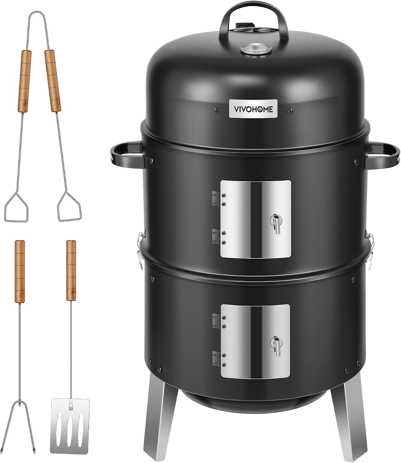 VIVOHOME 3-in-1 Vertical Charcoal Smoker