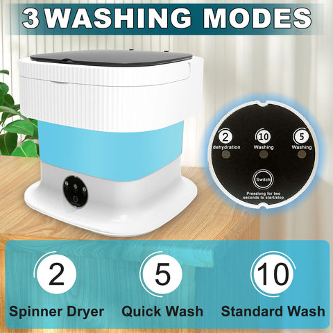 Mini Portable Washing Machine Small - 16L 60W Portable Mini Washing Machine with Spin, Mini Lavadora Portatil Washer Foldable, Small Washing Machine Portable Used for Travel Blue