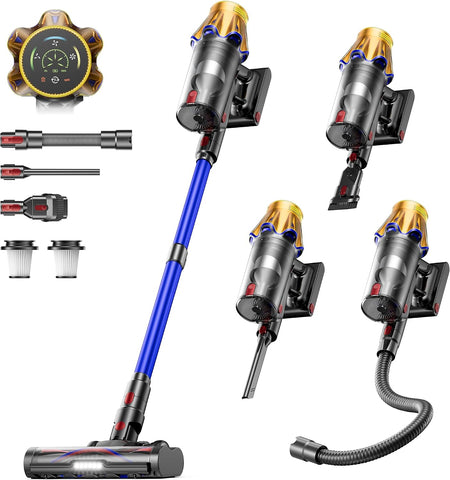 Cordless Vacuum Cleaner, Upgraded 650W 60KPA 70Mins Cordless Stick Vacuum Cleaner with Flexible Hose,Self-Standing,Touch Screen, Anti-tangle Wireless Vacuum Cleaners for Home/Pet Hair/Carpets/Floors