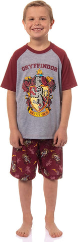 Harry Potter Boys' Hogwarts All Houses Sleep Pajama Set Shorts