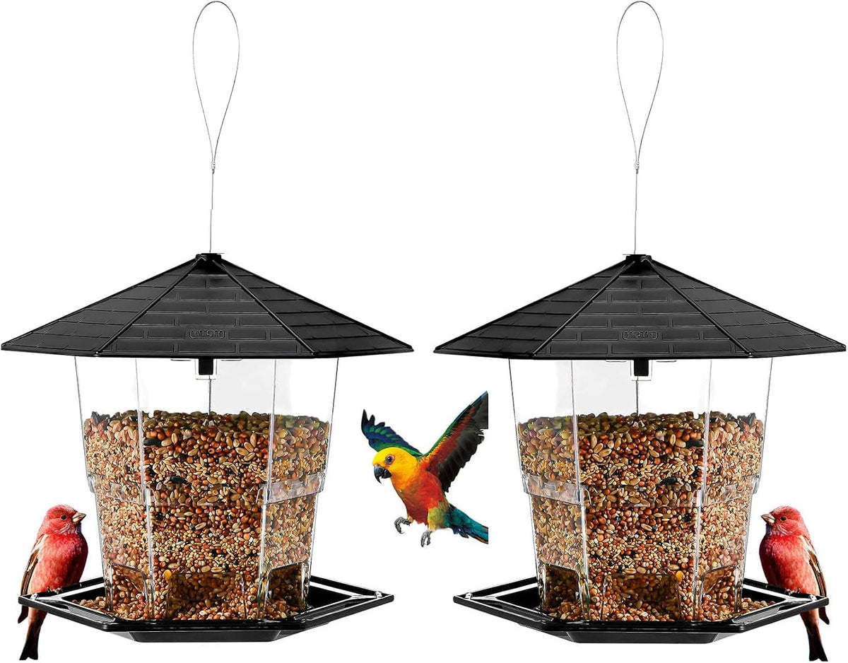 Jealoeur Outdoor Hanging Bird Feeder - Black 2 Pack Wild Bird Seed