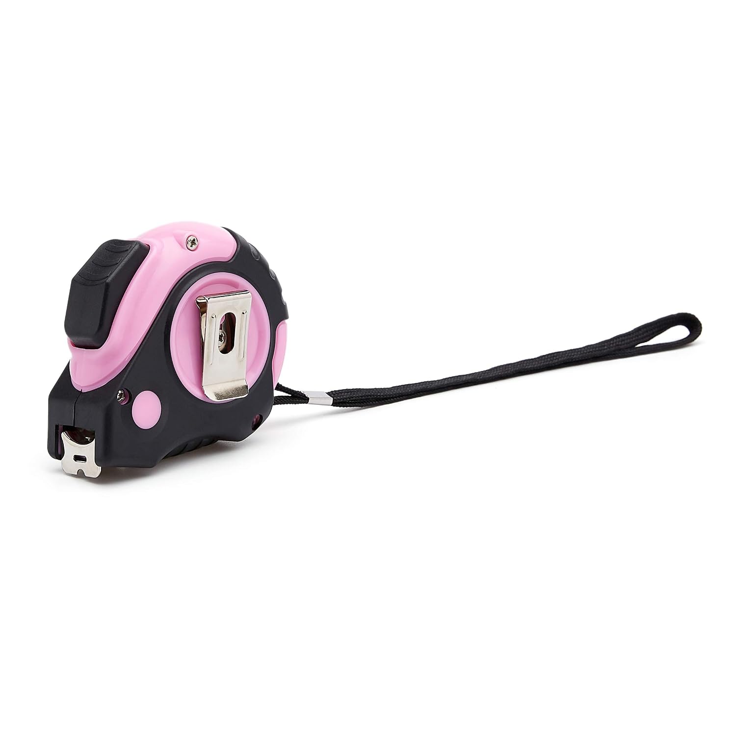 Amazon Basics Retractable Tape Measure with Metric and SAE Measurements, 16ft/5m, Belt Clip, Readable, Pink