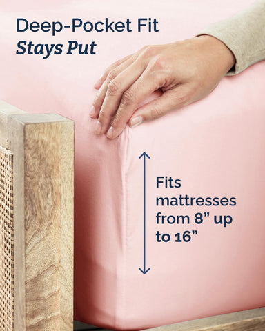 Full XL Sheets - 4 Piece Full XL Sheet Set - Cool & Breathable - Baby Pink