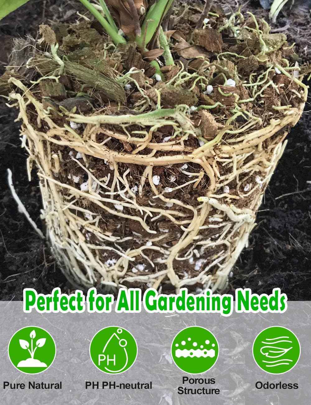 TOYPOPOR Perlite for Plants, (3qt) 3-6mm Organic Perlite for Gardening, Perlite for Plants Indoor, Soil Additive Conditioner Mix Improve Drainage and Ventilation Promote Root Growth and Soil Health