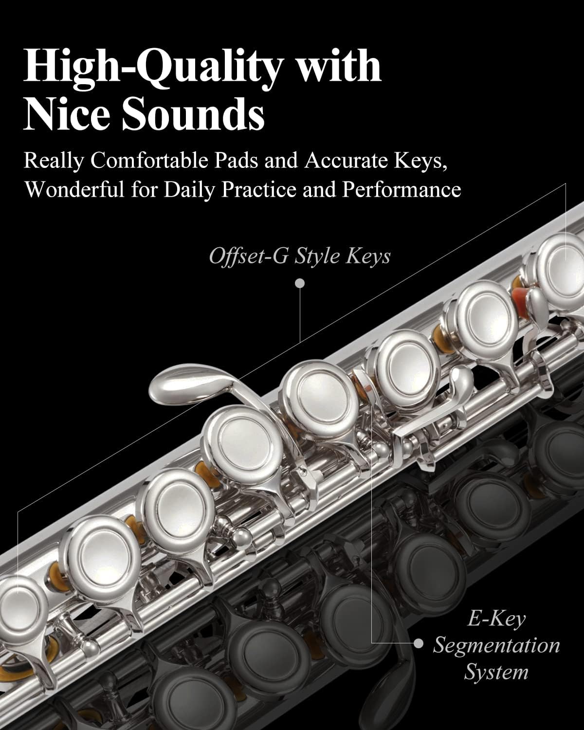 Eastar 16-Key Closed Hole C Flute Kids Beginner, Nickel Full Kit, EFL-1
