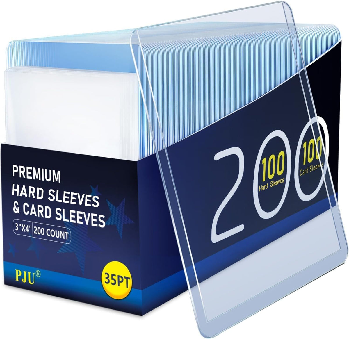 200 Card Sleeves Hard Plastic, Trading Card Holder (100 Hard + 100 Soft)