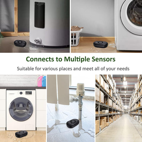 Water Leak Detector Sensor Alarm: Home Water Flooding Monitor Smart Sink Overflow Monitoring Adjustable Wet Moisture Alert Pipe Leakage Drip Detection Warning for Basement Floor (5 Sensor)