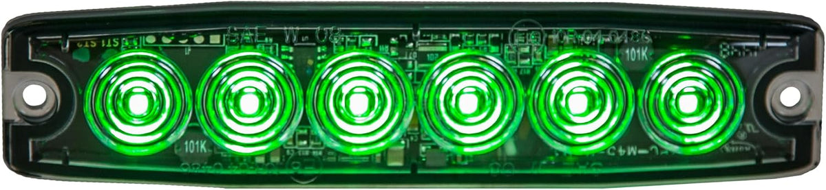Buyers Products 8892209 5 Inch Green LED Strobe Light, Ultra‑Thin Surface Mount Warning Light, 6 LEDs, 23 Flash Patterns, Aluminum Housing, IPX8 Waterproof, for Trucks and Utility Vehicles