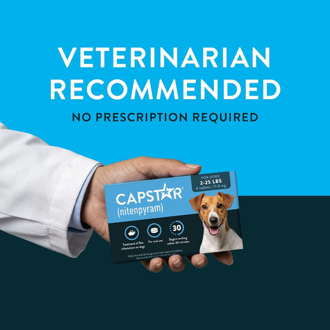 Capstar (Nitenpyram) Fast-Acting Oral Flea Treatment for Dogs 2-25 Lbs, Vet-Recommended Medication Tablets, Flea Tablets for Dogs Start Killing in 30 Minutes, 6 Doses