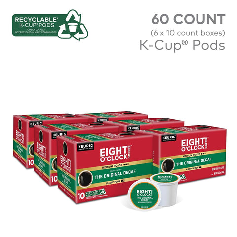 Eight O'Clock Coffee The Original Decaf, Single-Serve Keurig K-Cup Pods, Medium Roast Coffee Pods, 60 Count