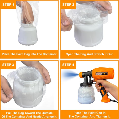 100PCS Paint Sprayer Cup Liners, 7.8" x 11.8" Disposable Paint Sprayer Bags, Replacement Canister Liners for Wagner Spray Gun & Other Paint Sprayers – Easy Cleanup for Painting Projects