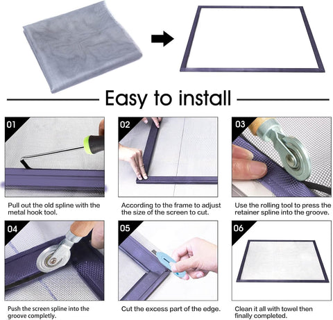 Windows Screen and Screen Door Replacement, 59"x106" Durable Fiberglass Screen Mesh- Window Screen & Sliding Screen Door Repair for Patio and Windows