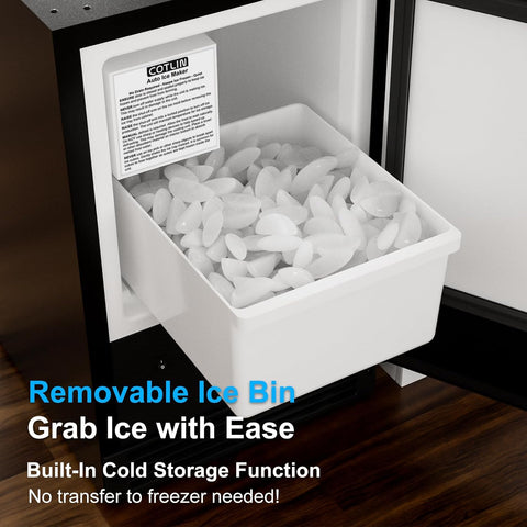 COTLIN Drainless Under Counter Ice Maker 15" W with 12LBS Storage Bin
