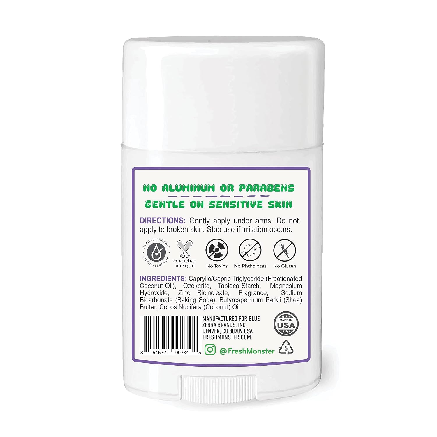 Fresh Monster Kids Natural Deodorant, Gummy Burst, 1.76 oz 3-Pack | Baking Soda & Tapioca Starch, Aluminum-Free, Paraben-Free and Hypoallergenic, Dermatologist Tested, 24-Hour Protection