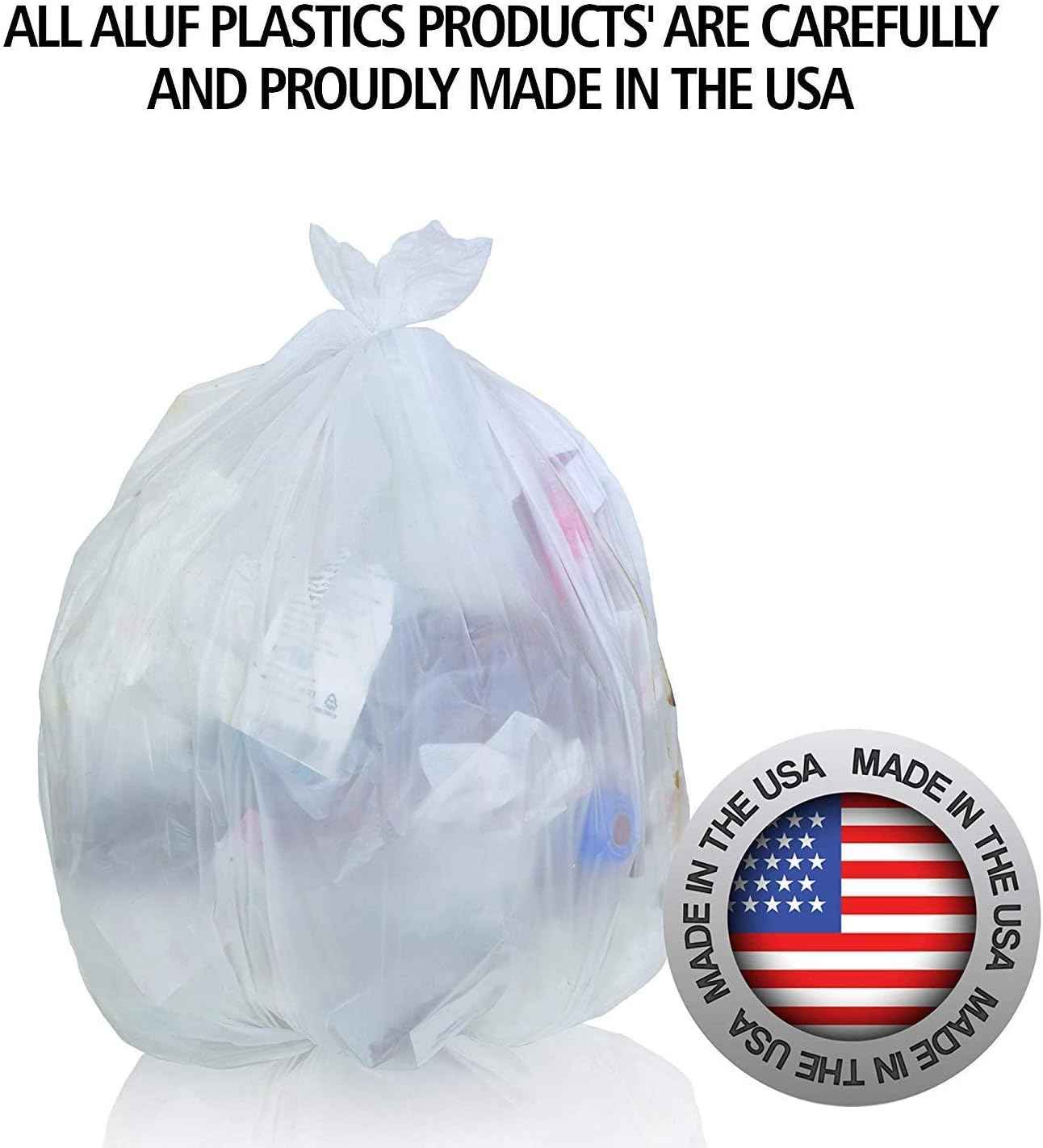 Aluf Plastics 12 Gal Clear Trash Bags, 8 Micron (EQ.), 24" x 27" (1000 Pk)
