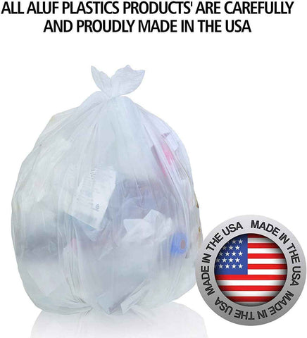 Aluf Plastics 12 Gal Clear Trash Bags, 8 Micron (EQ.), 24" x 27" (1000 Pk)