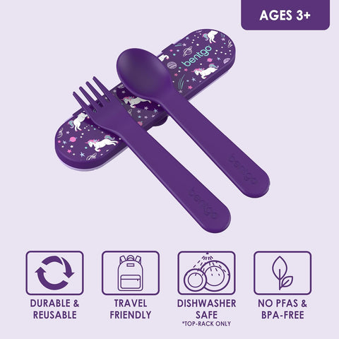 Bentgo Kids Plastic Utensil Set with Fork, Spoon, & Storage Case